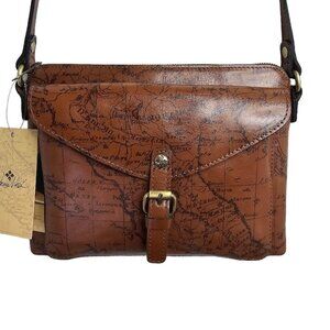 NWT PATRICIA NASH Leather Avellino Crossbody Bag RIOT RUST SIGNATURE MAP BROWN